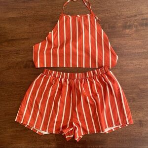 Striped halter top and matching shorts